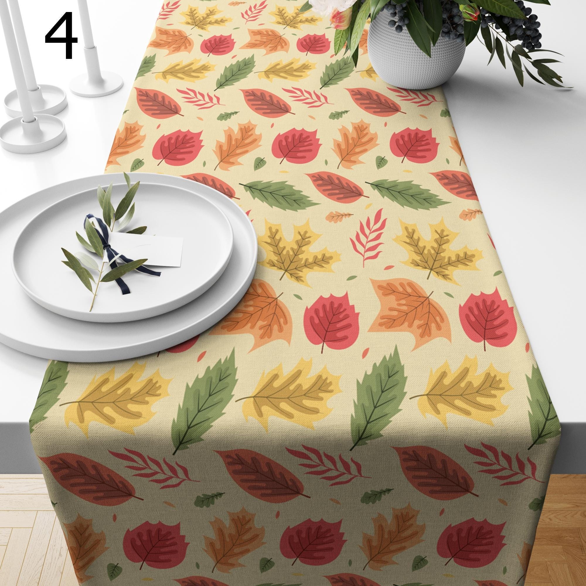Thanksgiving Table Runners, Autumn Leaf Table Runner, Fall Leaves Table Runner, Autumn Table Decor, Orange Thanksgiving Table Cloth