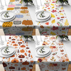 Fall Table Runner, Thanksgiving Pumpkin Table Runner, Thanksgiving Coffee Table Runner, Autumn Leaves Table Cover, Fall Pumpkin Tablecloth