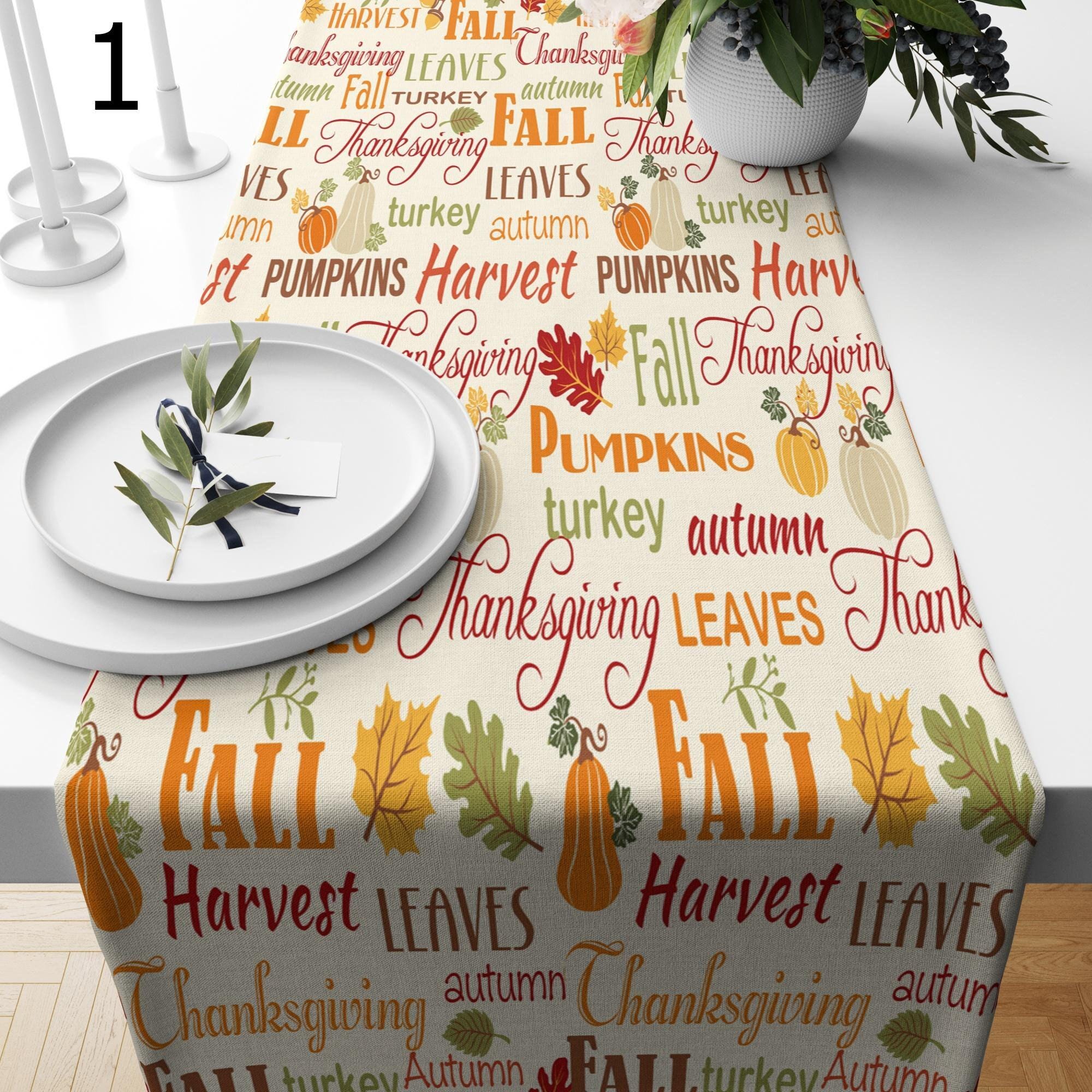 Thanksgiving Pumpkin Table Runner, Thanksgiving Table Runner, Fall Table Runner, Autumn Leaves Table Runner, Fall Orange Leaf Table Runners