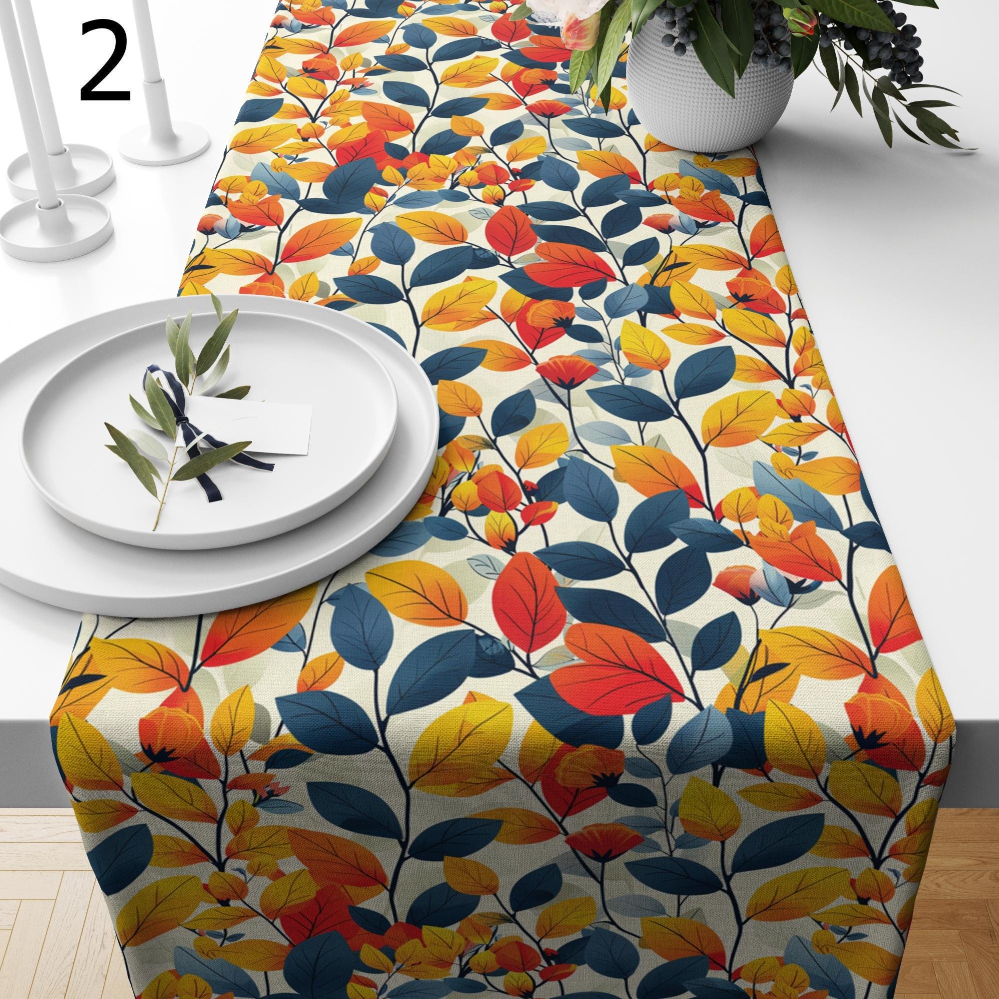 Autumn Table Runner, Fall Leaf Table Runner, Thankgiving Table Runner, Thanksgiving Table Decor, Autumn Dry Leaves Tablecloth