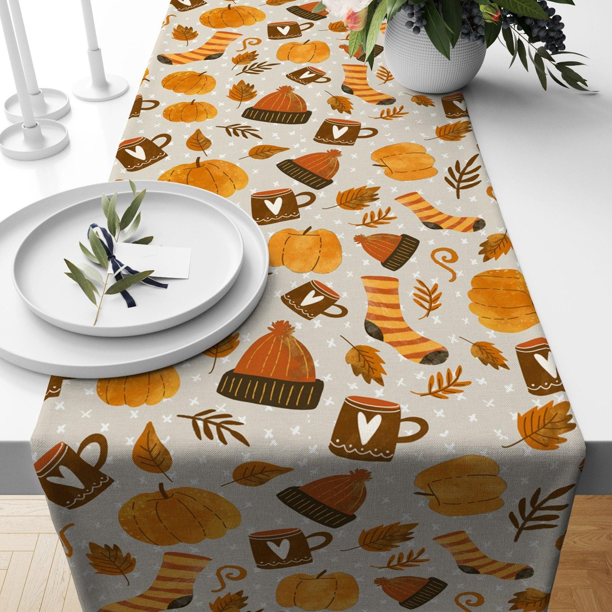 Autumn Plaid Runner, Fall Table Decor, Thanksgiving Table Runner, Halloween Table Runner, Halloween Kitchen Decor,  Thanksgiving Gift