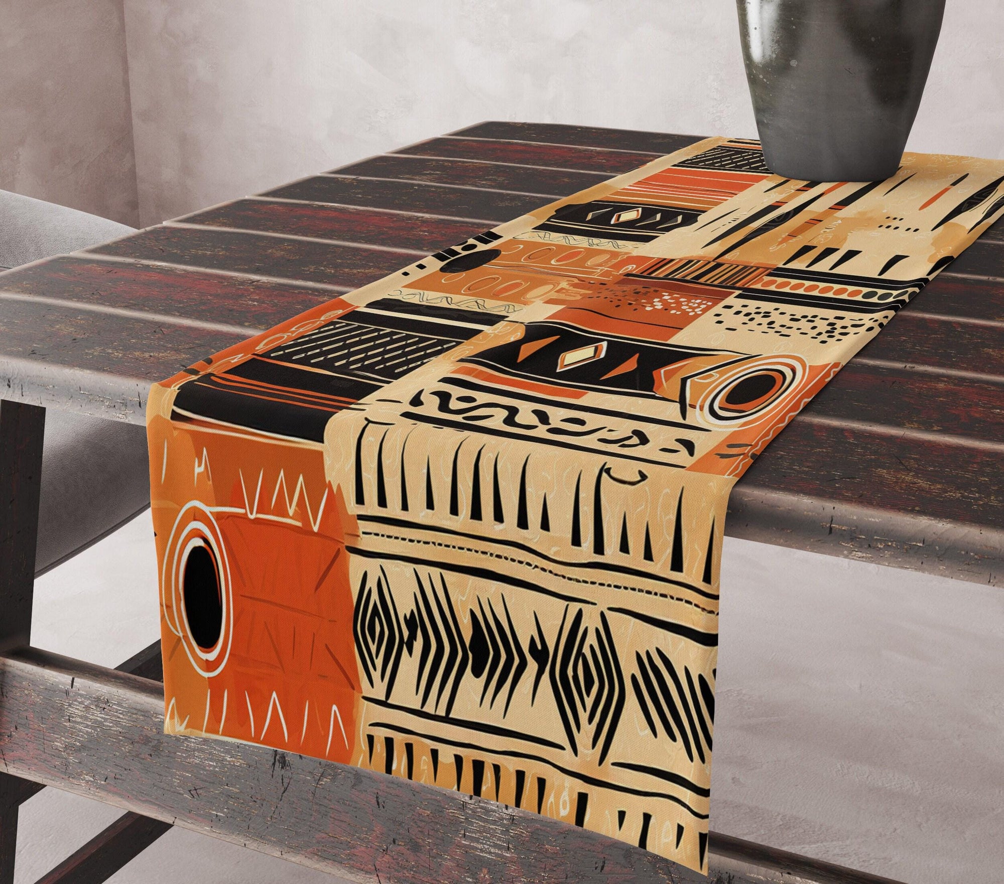 Ethnic Table Runner, African Tribal Table Runner, Aztec Table Runners, Terracotta Tribal Table Runners, African Mudcloth Table Runners