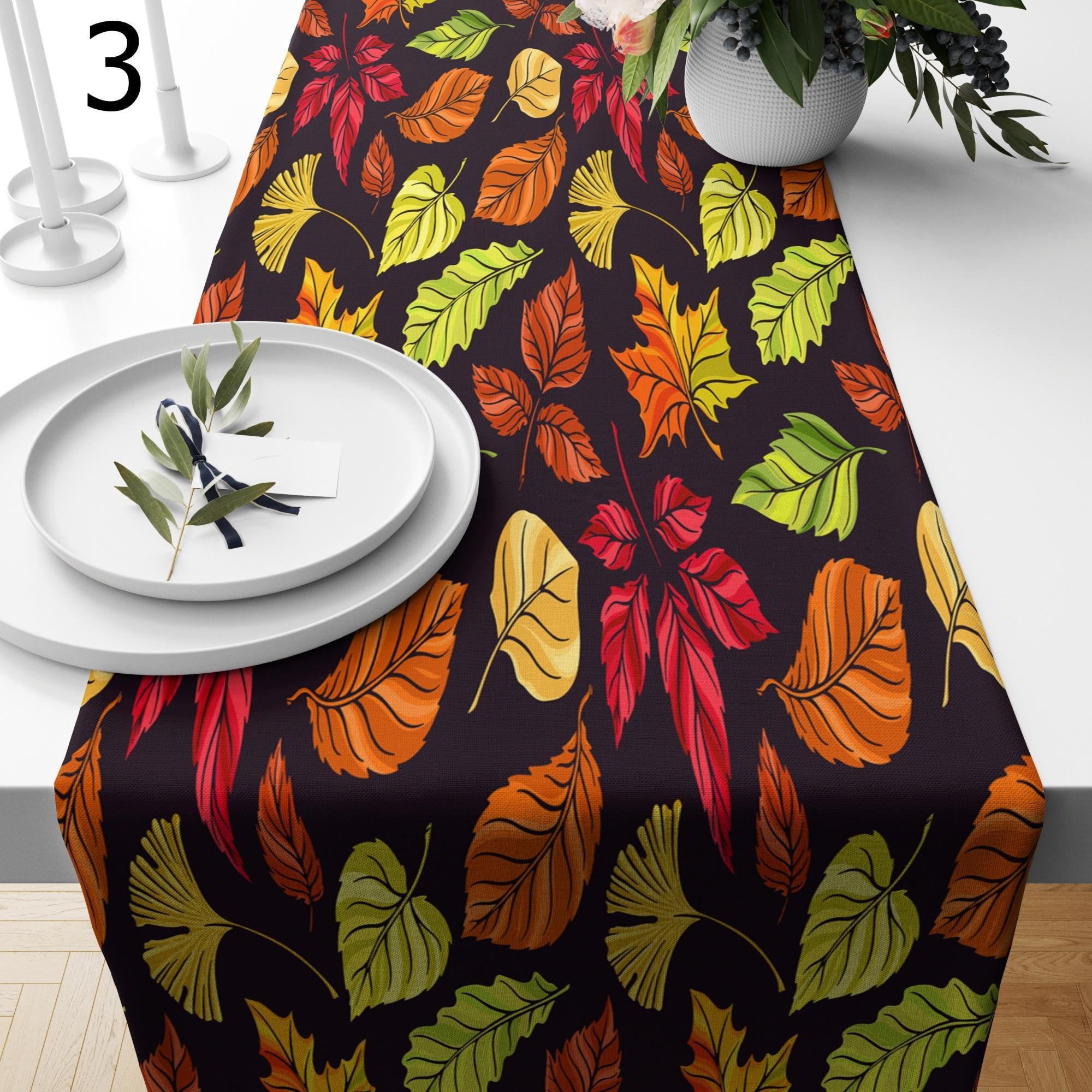 Thanksgiving Table Runner, Autumn Leaves Table Runner, Fall Table Decor, Autumn Gift, Thanksgiving Party Tablecloth, Fall Table Runner