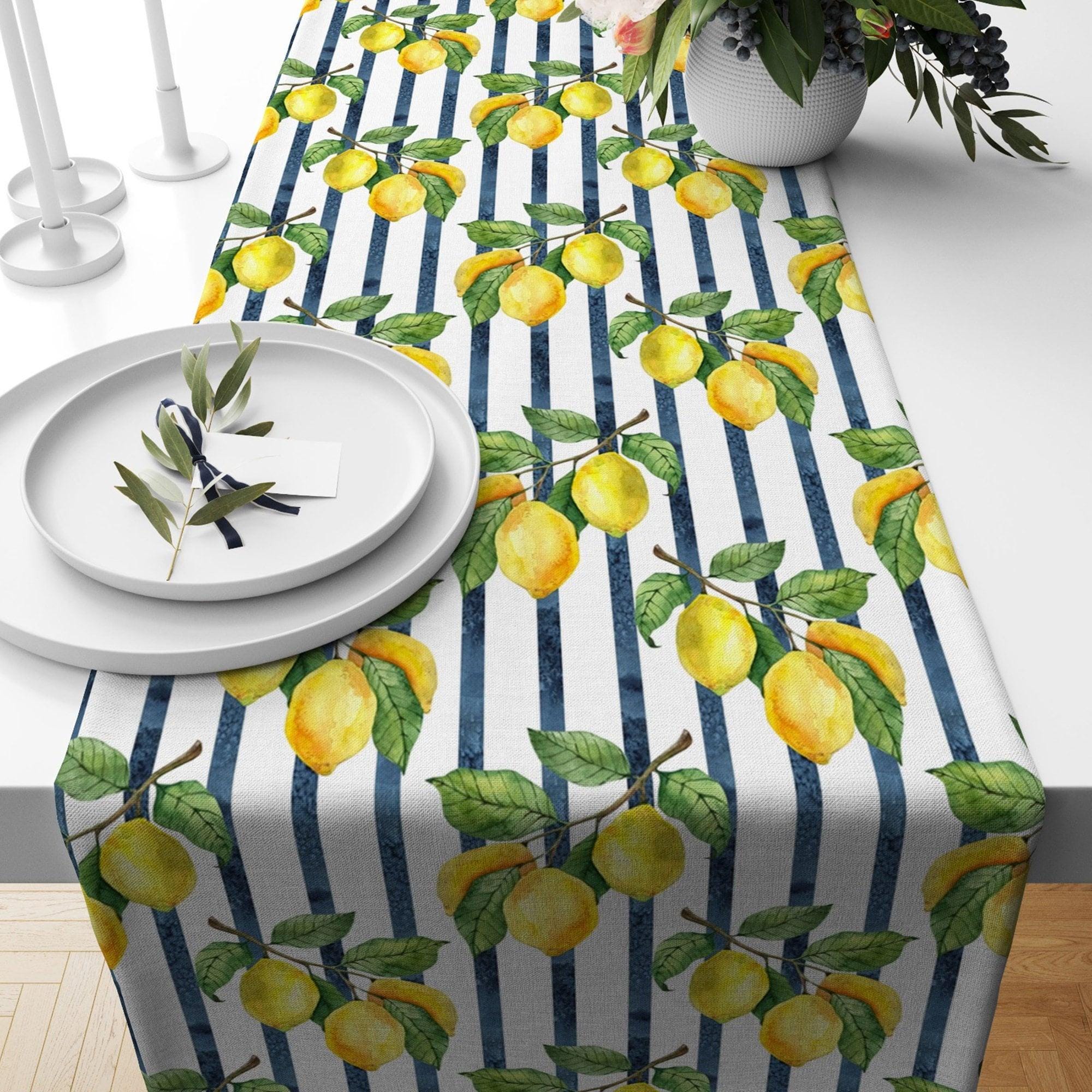 Lemon Table Runner, Yellow Lemon Table Runner, Kitchen Table, Decorative Table Runner, Kitchen Dining Table Runner, Yellow Runner