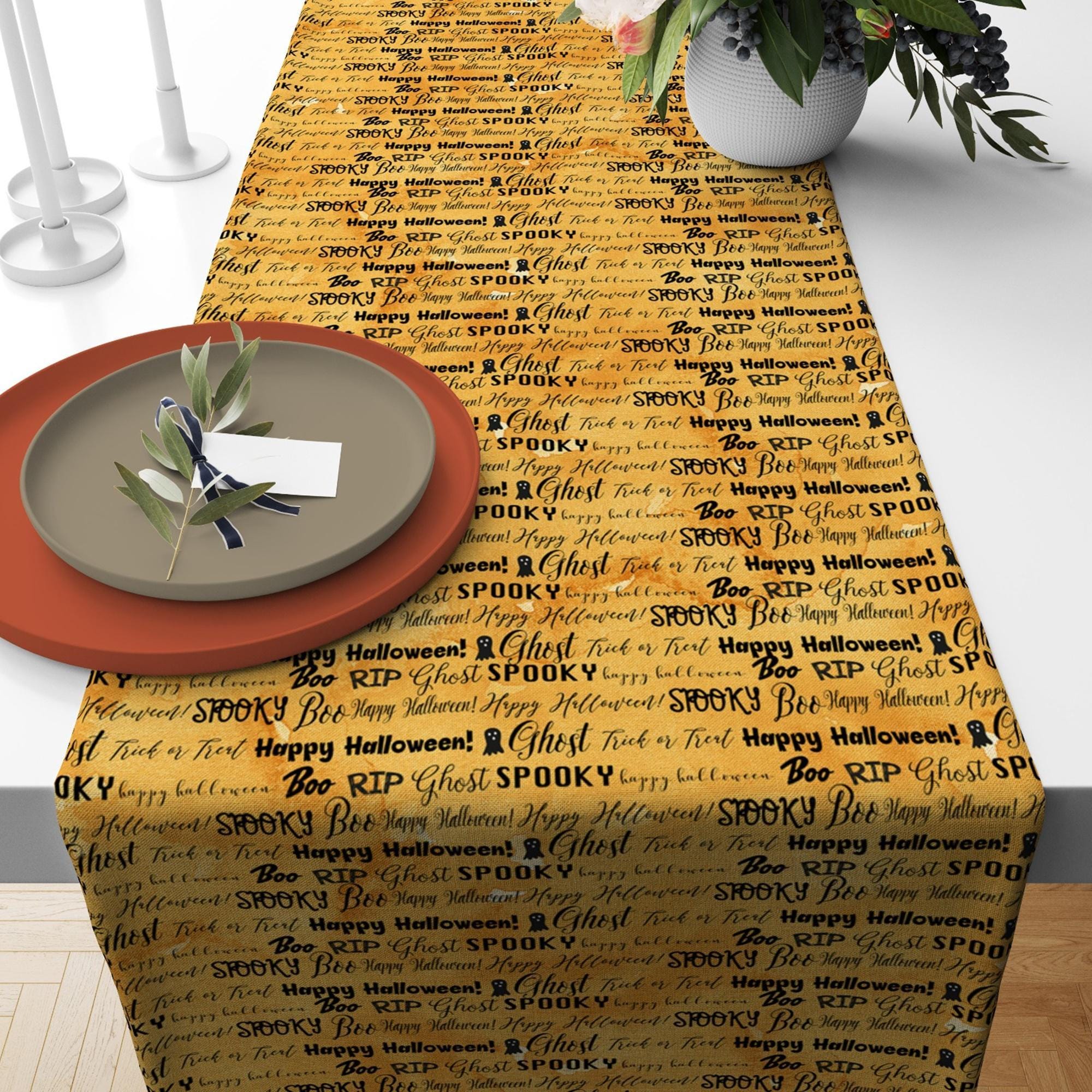 Halloween Table Runner, Halloween Spooky Table Runner, Halloween Pumpkin Runner, Halloween Gift, Halloween Party Table Decor