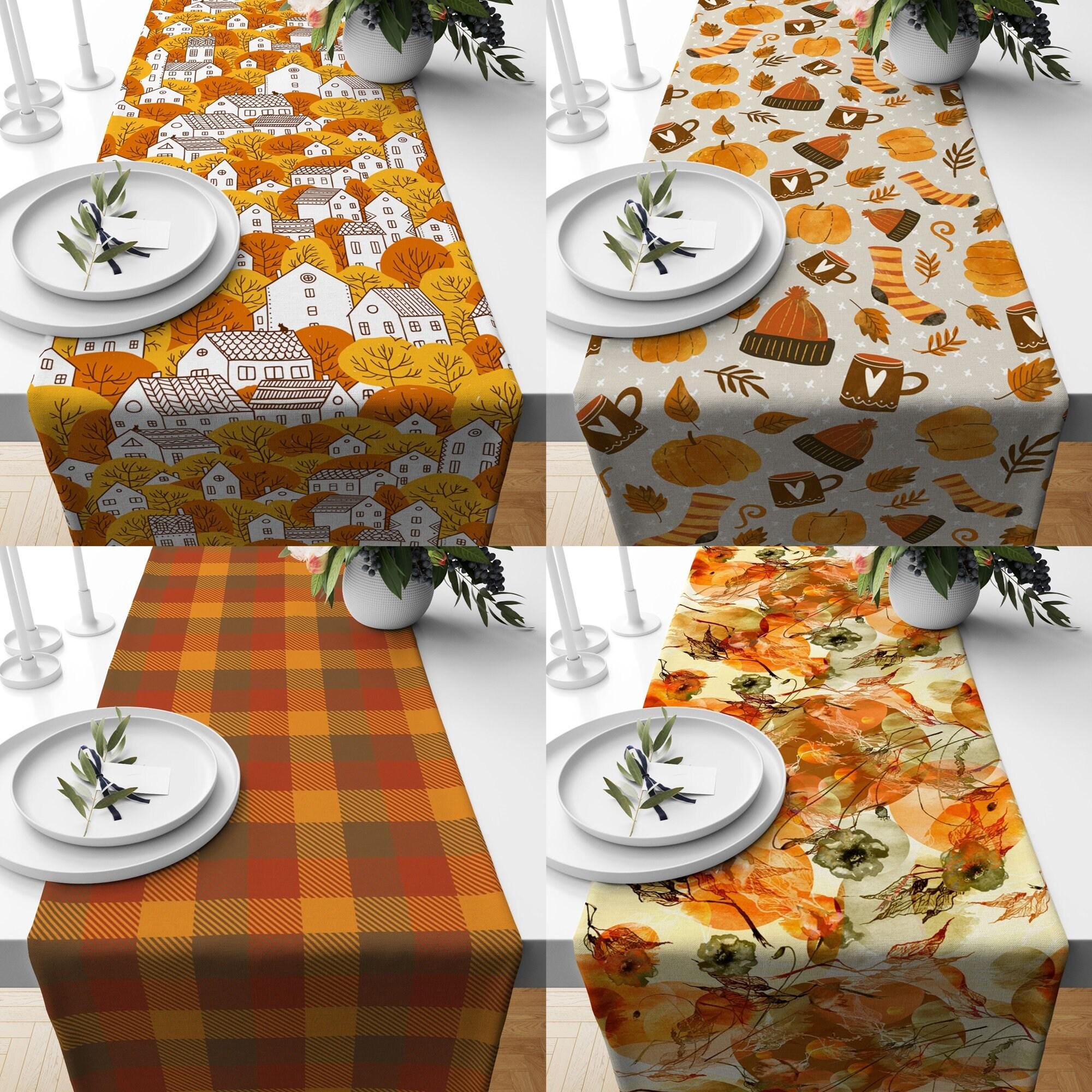 Autumn Plaid Runner, Fall Table Decor, Thanksgiving Table Runner, Halloween Table Runner, Halloween Kitchen Decor,  Thanksgiving Gift