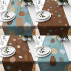 Mid Century Modern Table Runner, Retro Abstract Leaves Table Runner, Retro Party Table Runner, 70s Table Runner, Teal Brown Table Runner