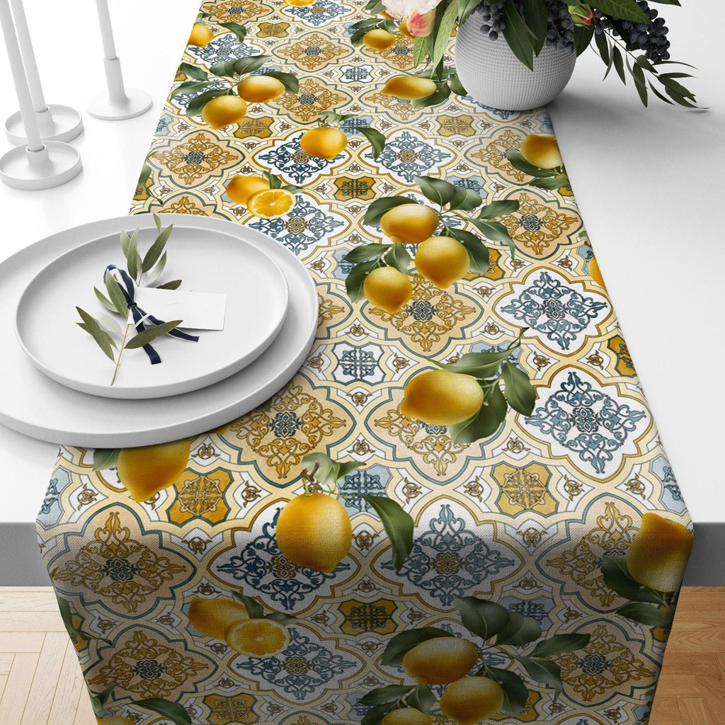 Lemon Table Runner, Yellow Lemon Table Runner, Kitchen Table, Decorative Table Runner, Kitchen Dining Table Runner, Yellow Runner
