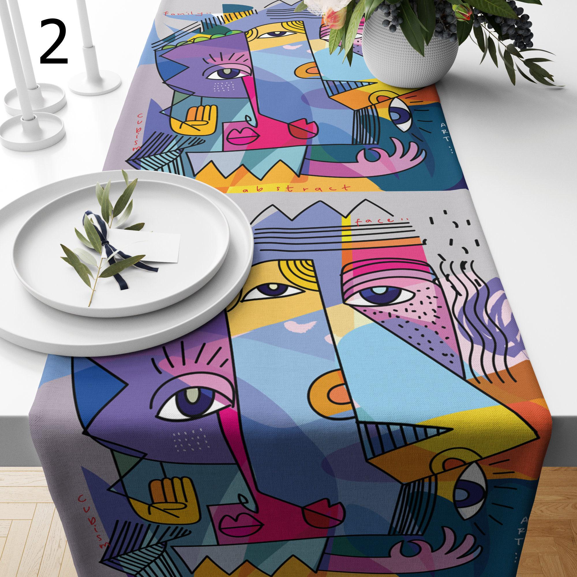 Modern Art Face Line Table Runner, Modern Abstract Table Runner, Face Lines Painting Table Runner, Abstract Table Decor, Abstract Tablecloth
