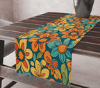 70s Flowers Table Runners, Retro Mid Century Modern Floral Table Runner, Retro Party Table Decor, Retro Floral Table Runner