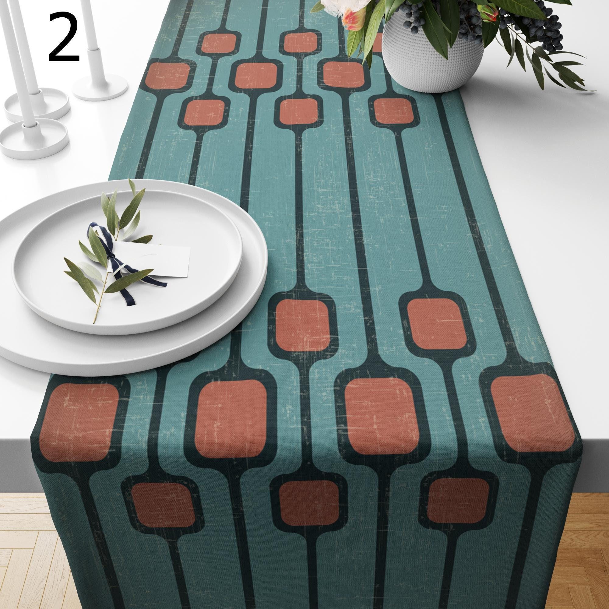 Retro Mid Century Modern Table Runner, Retro Party Table Decor, 70s Table Decor, Geometric Retro Table Runner, Retro Table Runner, Mcm Table