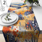Autumn Abstract Landscape Table Runner, Fall Tree Leaves Table Runner, Thanksgiving Landscape Table Runner, Thanksgiving Party Table Decor
