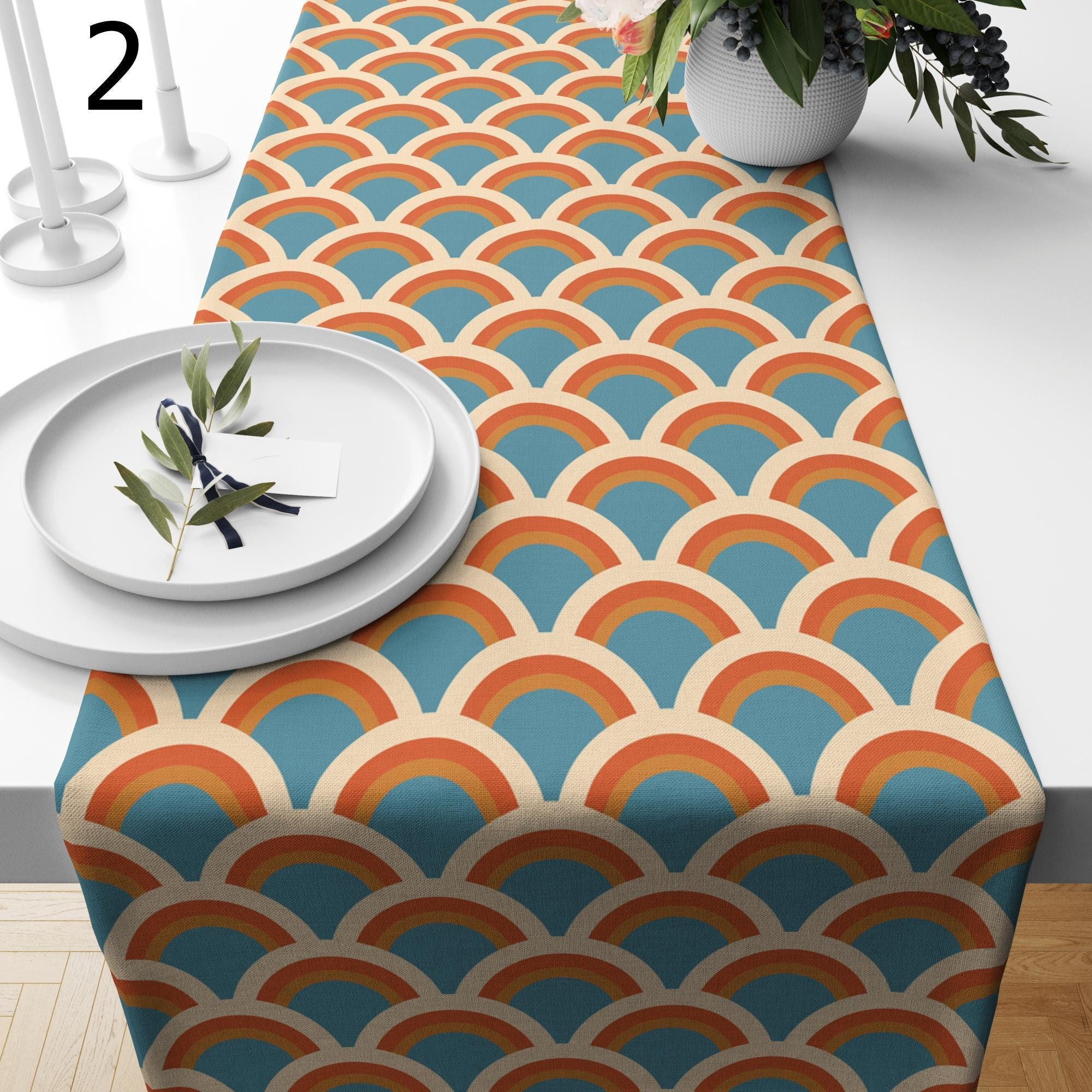70s Table Runner, Retro Mid Century Table Runner, Retro Party Table Decor, Geometric Retro Table Runner, Mcm Table Runners