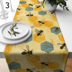 Bee Table Runner, Honey Bees Hives Table Runner, Country Farmhouse Kitchen Table Decor, Bee Yellow Table Runners
