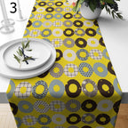 Mid Century Table Runner, Retro Geometric Table Runner, Mid Century Modern Circles & Abstract Print Table Runners, Geometric Table Decor