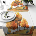 Autumn Abstract Landscape Table Runner, Fall Tree Leaves Table Runner, Thanksgiving Landscape Table Runner, Thanksgiving Party Table Decor