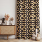Boho Living Room Window Panel, Mid Century Modern Curtain, Retro Brown Beige Drapes, Vintage Inspired Curtain Panels, Geometric Beige Panels