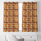 70s Orange Brown Window Curtain, Retro Bauhaus Curtains, Mid Century Style Panels, MCM Geometric Living Room Curtain, Bauhaus Curtains
