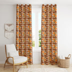 70s Orange Brown Window Curtain, Retro Bauhaus Curtains, Mid Century Style Panels, MCM Geometric Living Room Curtain, Bauhaus Curtains