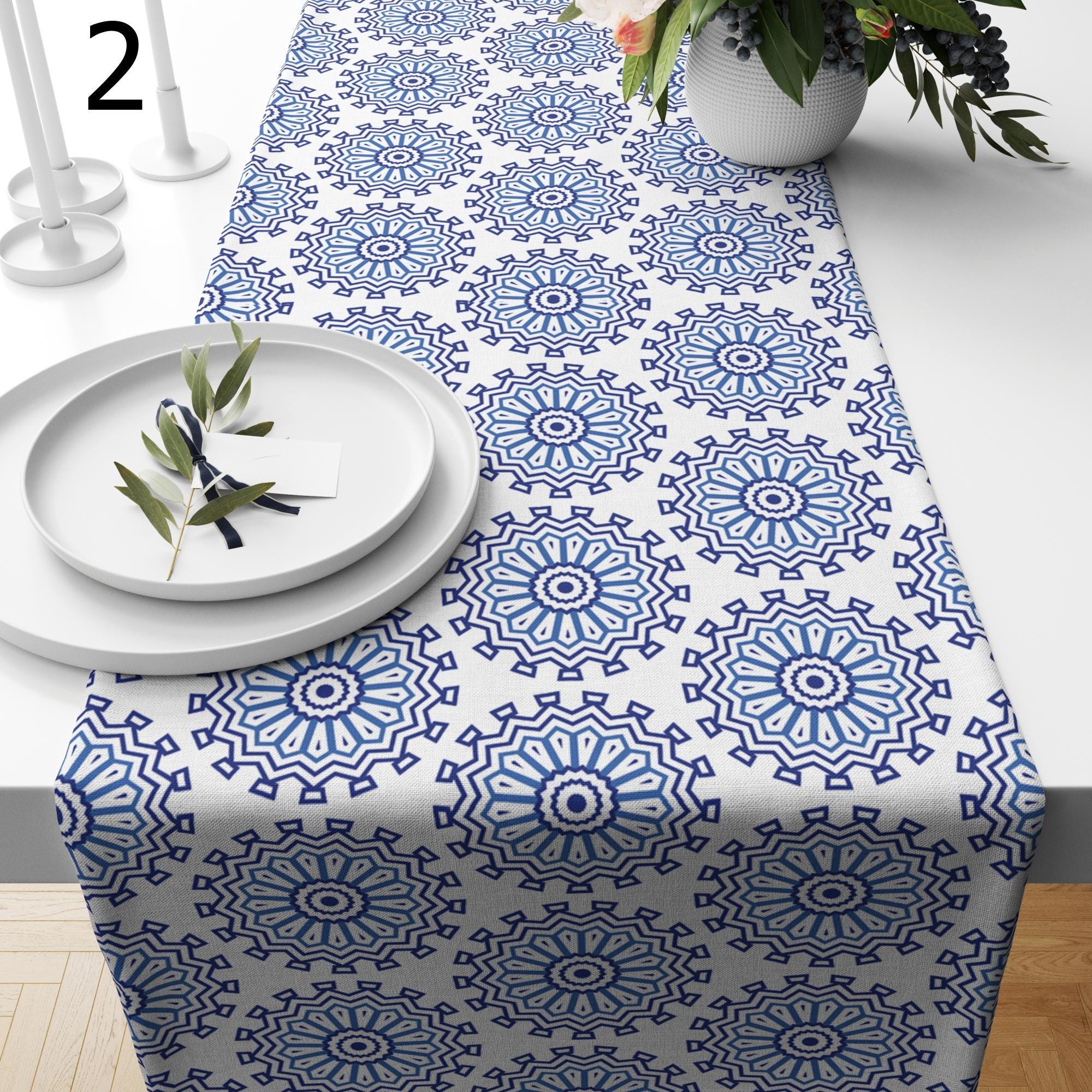 Islamic Blue Geometric Table Runner, Islamic Geometric Table Runner, Authentic Arabian Style Table Runner, Ramadan Karem Table Runners