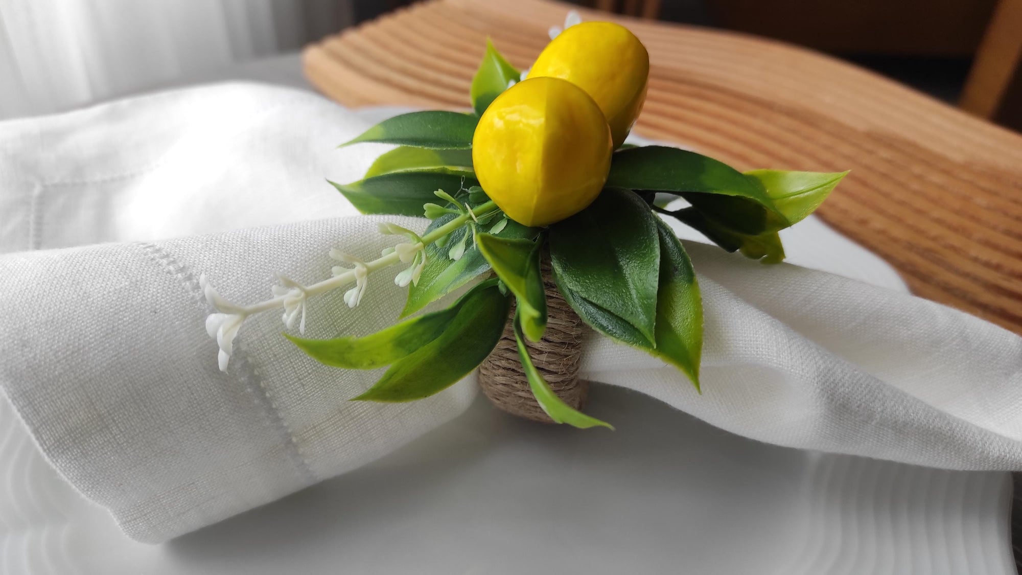 Lemon Napkin Ring, Artificial Lemon Napkin Ring, Citrus Table Decor, Farhmhouse Lemon Napkin Rings, Lemon Napkin Holders, Lemon Table Decor