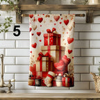 Red Hearts Kitchen Towel, Valentine's Day Tea Towels, Love Themed Dish Towels, Decorative Hearts Tea Towel, Romantic Kitchen Decor