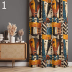 Retro Window Curtain, Mid-Century Blackout Curtain, 70s Hippie Abstract Curtains, Retro Boho Print Curtains, 70s Boho Curtains, MCM Drapery