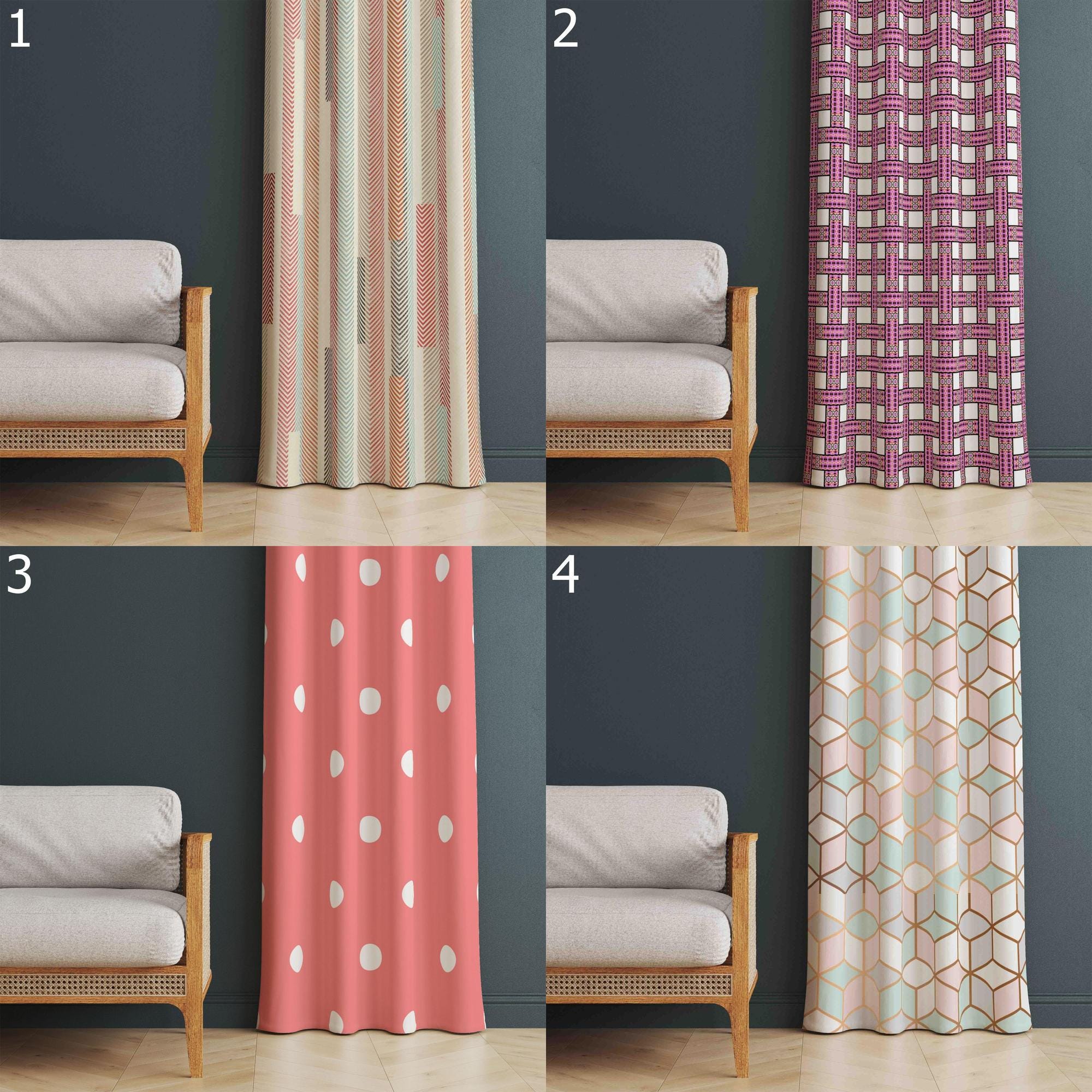 Mid Century Modern Curtains, 70s Curtains, Retro Blackout Curtain, 80s Retro Grommet Curtain, Pink Retro Abstract Print Drapes, Mod Curtains