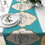 Ramadan Teal Table Runners, Eid Ramadan Table Runner, Islamic Table Runner, Ramadan Kareem Runners, Muslim Turquoise Table Decor