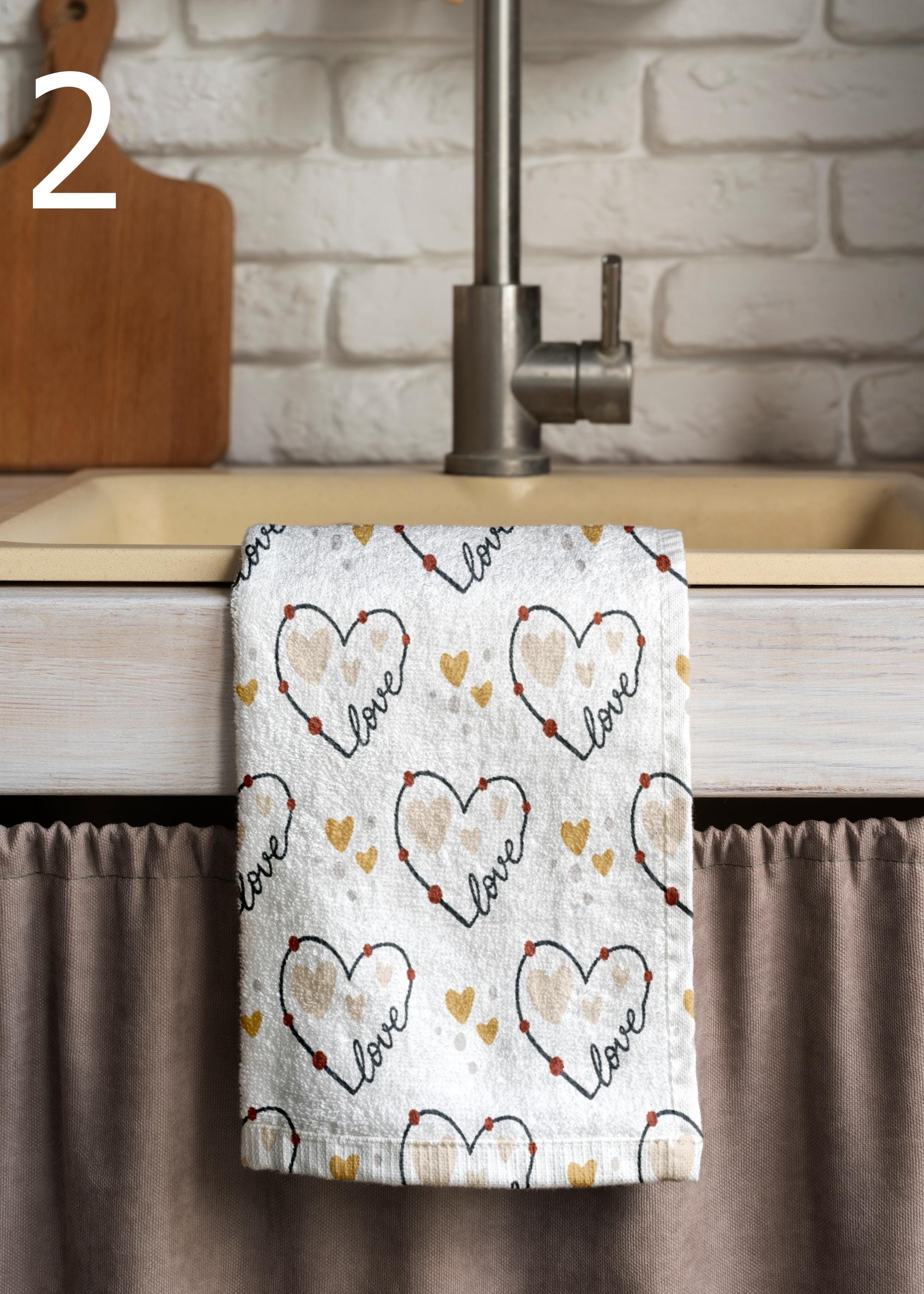Red Hearts Dish Towel, Love Kitchen Towels, Valentine's Day Tea Towels, Romantic Hand Towel, Valentine's Days Kitchen Gifts, Gift For Lover