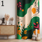 Tropical Leaves Print Curtain, Exotic Leaves and Flowers Curtain, Tropical Abstract Flowers Curtain Panels, Tropical Plants Printed Curtain