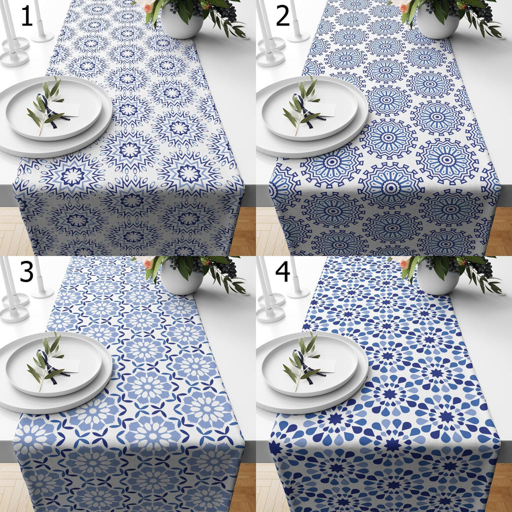 Islamic Blue Geometric Table Runner, Islamic Geometric Table Runner, Authentic Arabian Style Table Runner, Ramadan Karem Table Runners