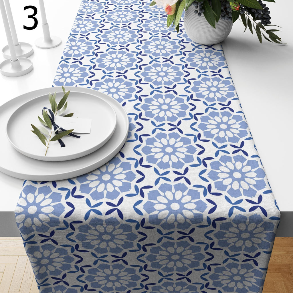Islamic Blue Geometric Table Runner, Islamic Geometric Table Runner, Authentic Arabian Style Table Runner, Ramadan Karem Table Runners