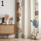 Minimalist Abstract Curtains, Modern Neutral Window Drapes, Contemporary Organic Art Curtains, Soft Beige and Black Panels