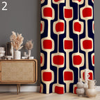 Retro Abstract Curtains, Mid Century Window Curtains, 70s Retro Blackout Curtain Panel, Mcm Grommet Curtain, Mid Century Modern Print Drapes