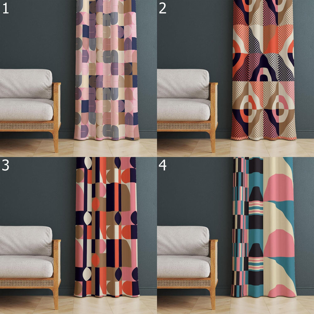 Mid Century Modern Curtains, 70s Curtains, Retro Blackout Curtain, Retro Abstract Grommet Curtain, Mod Print Drapes, Mcm Retro 80s Curtains