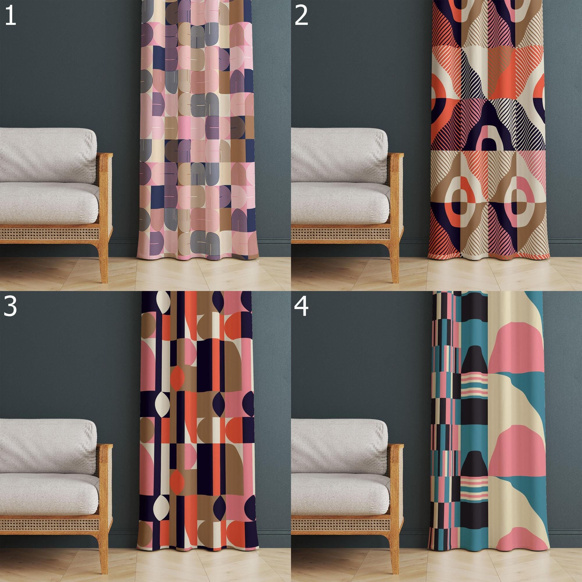 Mid Century Modern Curtains, 70s Curtains, Retro Blackout Curtain, Retro Abstract Grommet Curtain, Mod Print Drapes, Mcm Retro 80s Curtains
