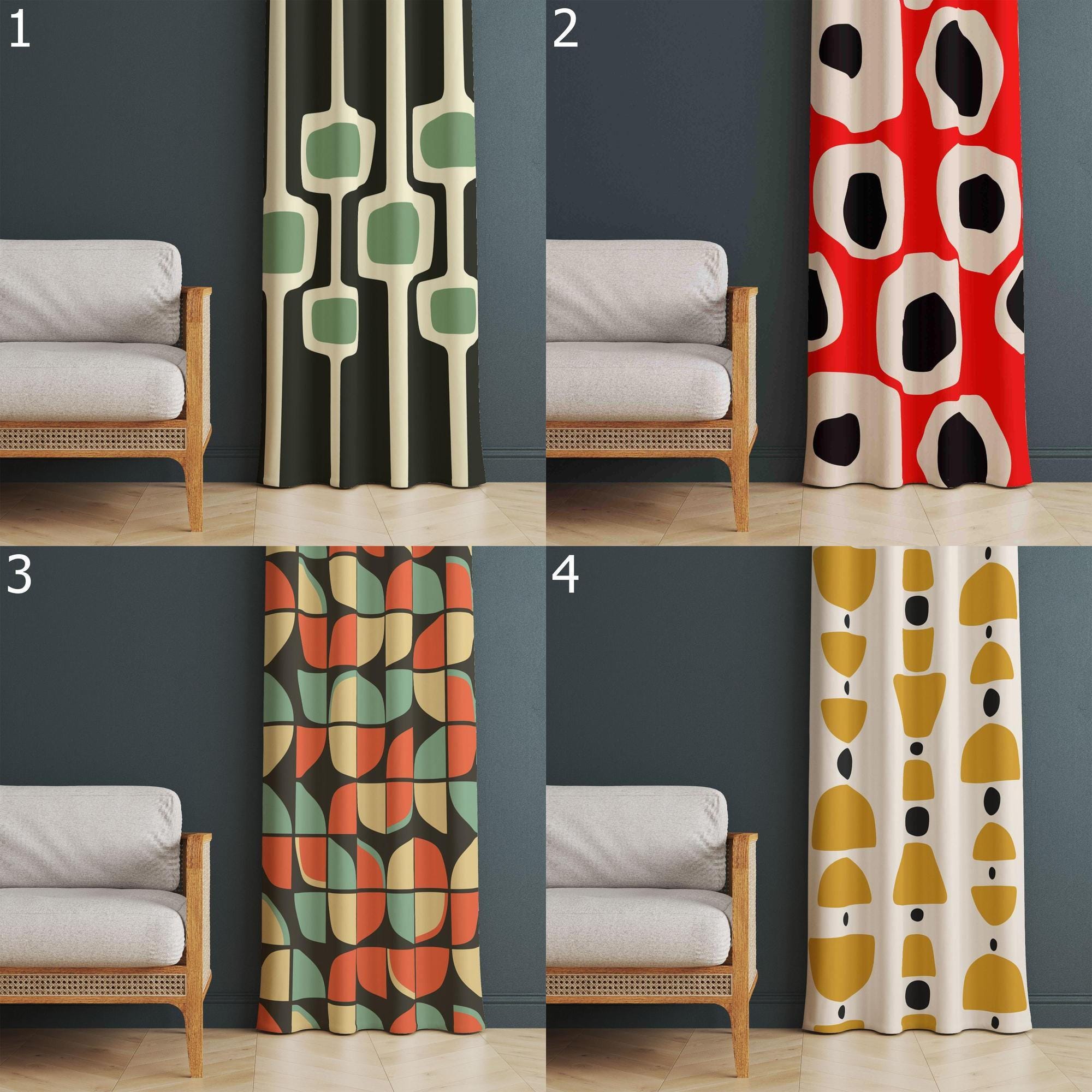 Mid Century Modern Curtains, 70s Inspired Curtains, Mod Blackout Curtain, Boho Modern Grommet Curtain, Retro Geometric Drapes