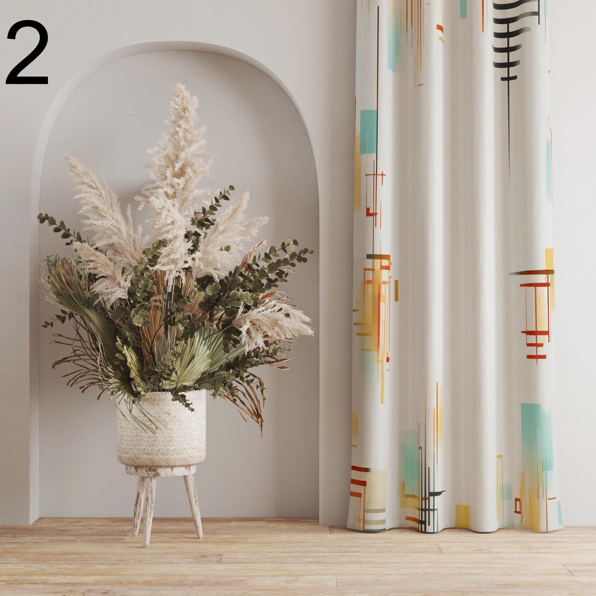 Retro Boho Curtains, Mid Century Modern Style Curtain, 70s Mid Century Drapes, 1950s Curtain, Retro Curtain Panels, Mcm Panels