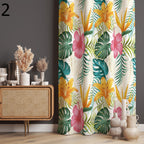 Tropical Leaves Printed Curtain Panels, Vintage Green Leaves Window Curtain, Botanical Printed Curtain, Boho Green Leaves Panel Curtain