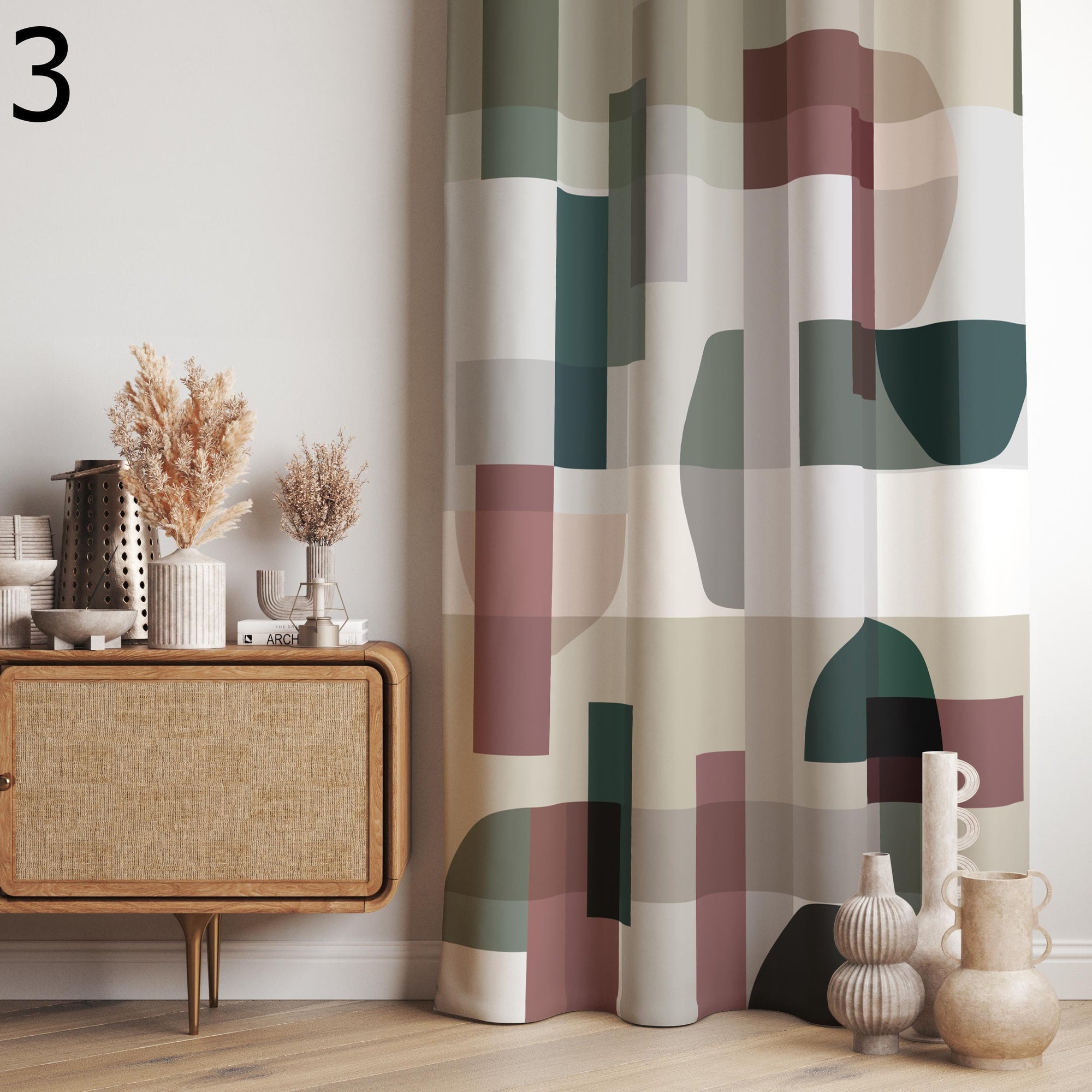70s Retro Geometric Abstract Curtains, Mid Century Bauhaus Style Curtain Panels, Retro Blackout Curtain, Retro Bauhaus Grommet Print Drapes