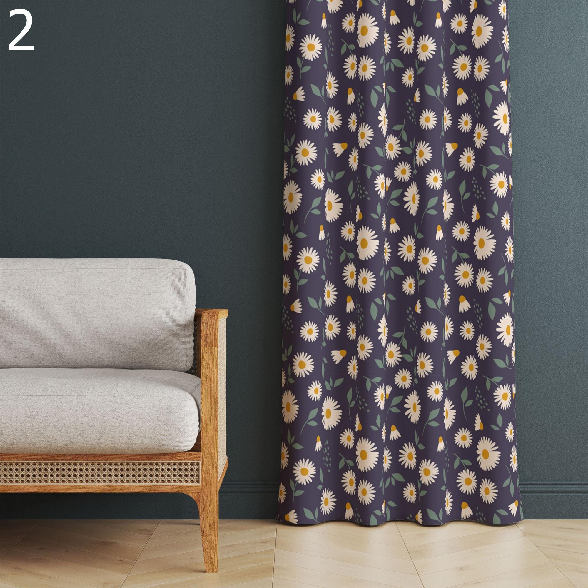 Floral Curtain, Vintage Botanic Flowers Drapes, Soft Floral Window Panels, Retro Floral Print Living Room Curtains, Elegant Floral Panels