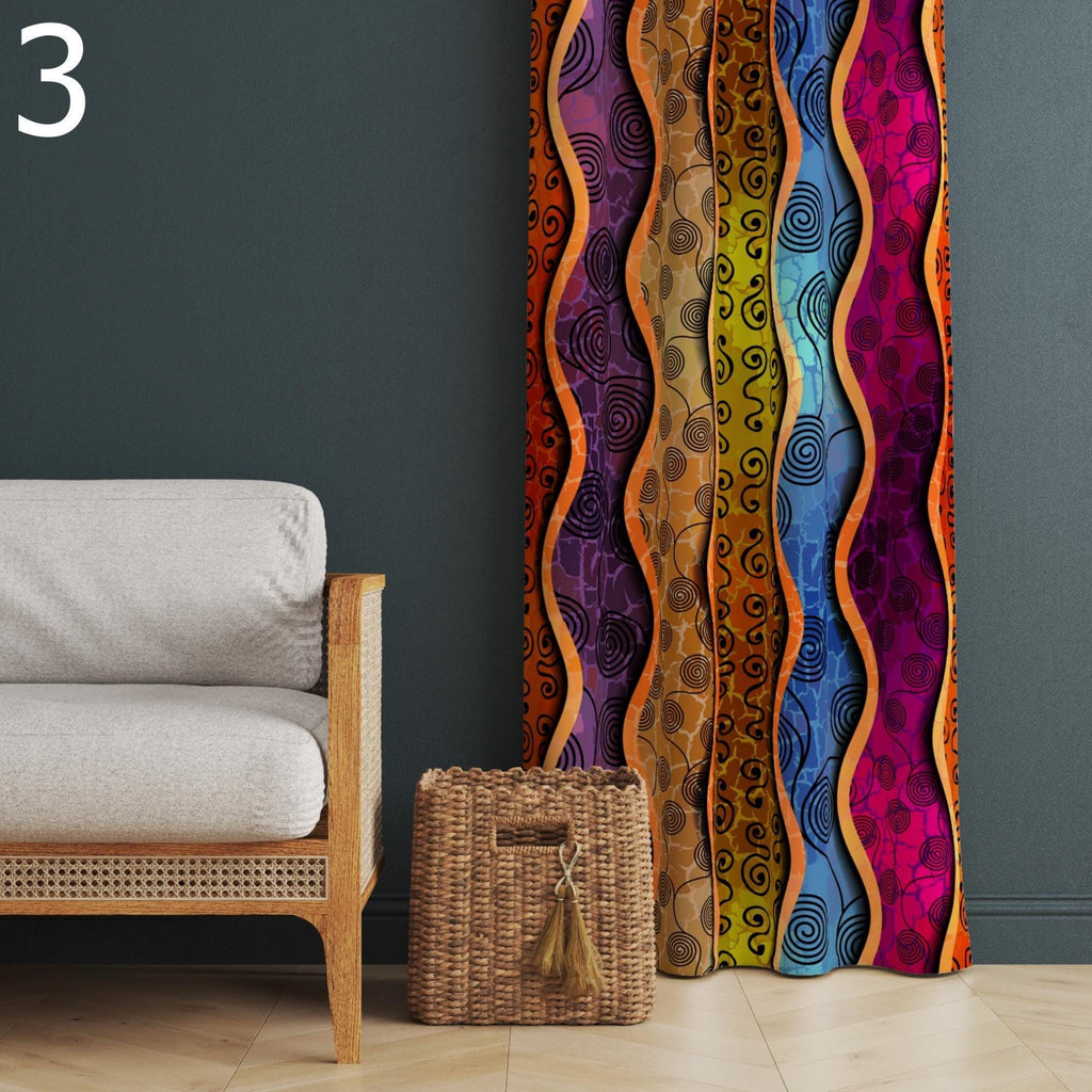 Ethnic Terracotta Window Curtains, African Print Curtain Panels, African Tribal Drapes, Colorful African Curtains, Ethnic African Curtain