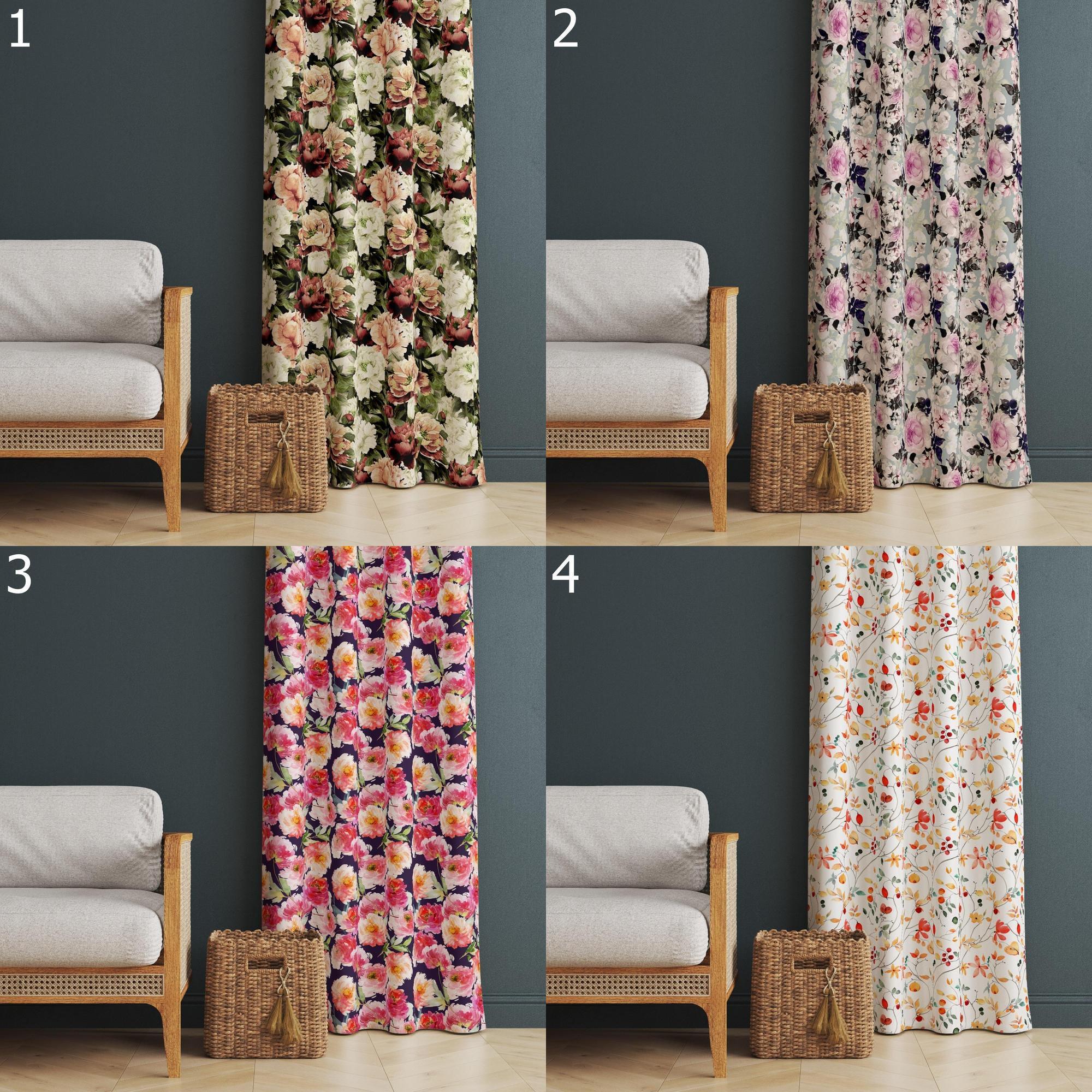 Vintage Floral Curtain Panels, Bohemian Paisley Drapes, Farmhouse Floral Print Curtains, Botanical Blossom Drapes