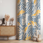 Modern Abstract Art Print Curtains, Boho Abstract Grommet Curtain, Colorful Abstract Panels, Modern Bohemian Blackout Curtain