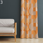 Retro Curtains, Retro Abstract Curtain Panel, Golden Orange 1970s Curtain, Mid-Century Art Style Curtain, Geometric Printed Curtain