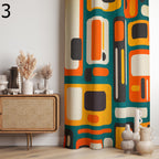 Mid Century Modern Curtain Panels, Retro Curtains, Mcm Curtain, Retro 60s 70s Mid Century Modern Geometric Window Curtain, Retro 70s Panel