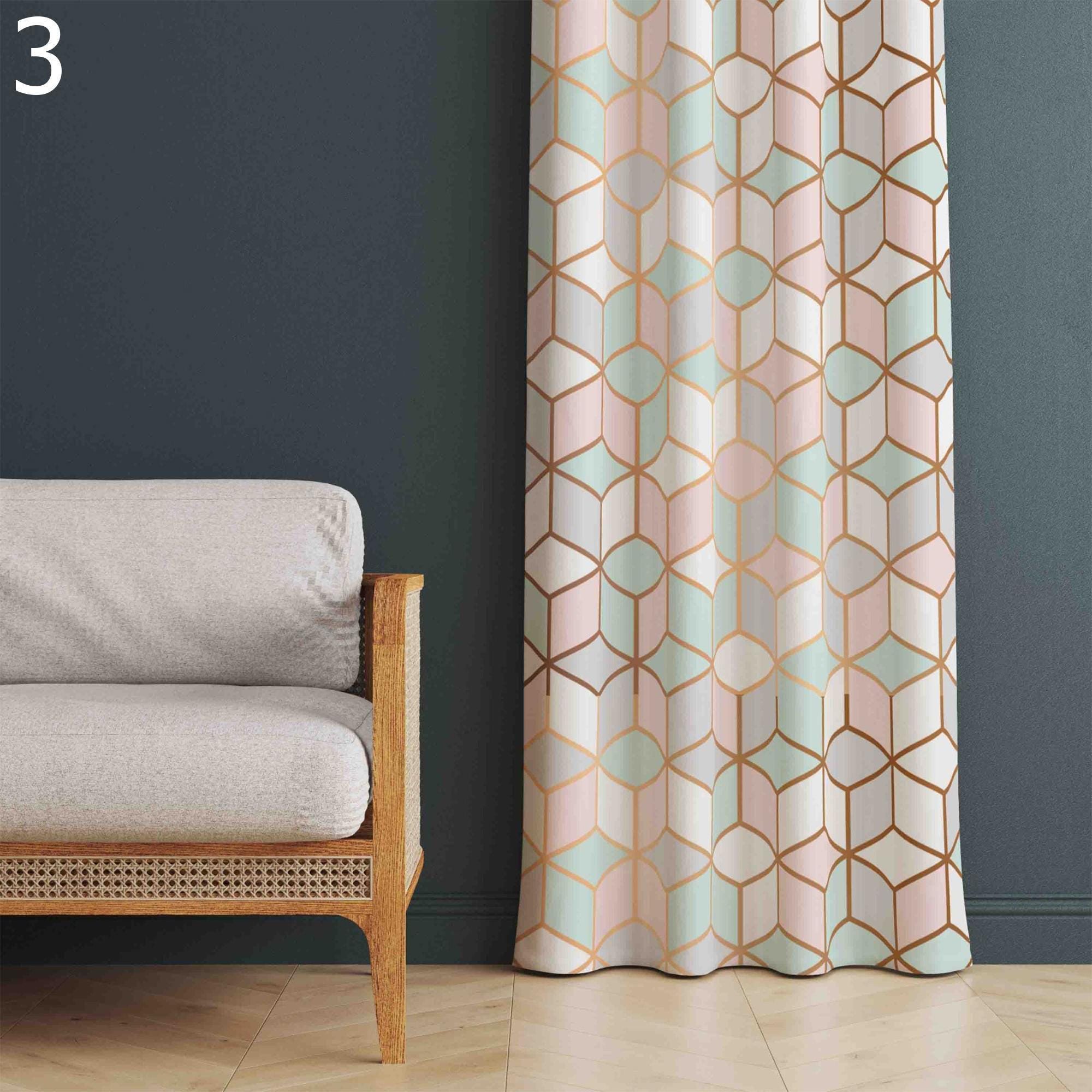 70s Window Curtains, Retro Blackout Curtain, Retro Grommet Curtain, Mod Print Drapes, MCM Retro 80s Curtains, Mid Century Modern Curtains
