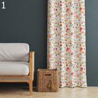 Farmhouse Floral Style Panel Curtains, Retro Floral Curtains, Wildflowers Living Room Curtains, Mid Century Floral Curtain Panels
