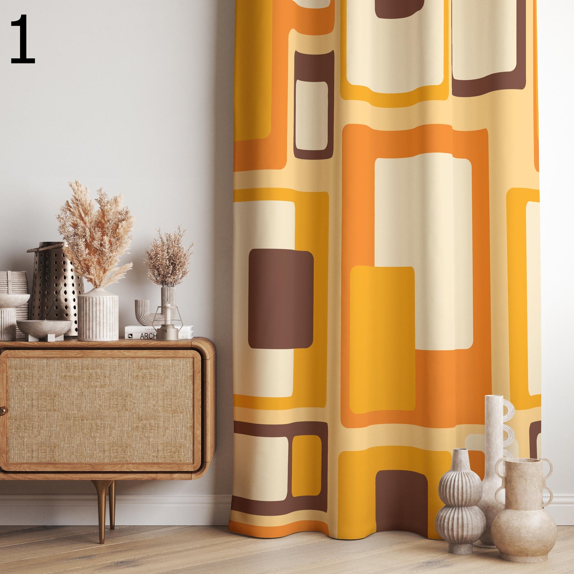 Mid Century Modern Curtains, 70s Bauhaus Curtains, Retro Blackout Curtain, Retro Grommet Curtain, Bauhaus Print Drapes, Mcm Curtains